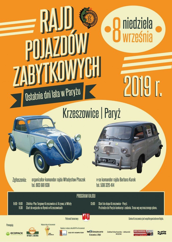 rajd samochodów 2019 plakat A3